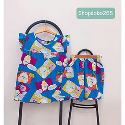 Đồ bộ nữ,đồ ngủ mặc nhà đùi vải lanh mềm,mát BN 158 tay cánh tiên phối viền họa tiết dễ thương size 45-70kg.