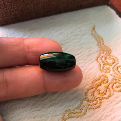 Mặt Dây Chuyền Hạt To Lu Thống dài 18,4mmx dầy 10,5mm Chất liệu đá cẩm thạch tự nhiên Màu xanh đậm đẹp