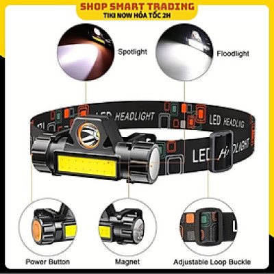 Đèn Pha LED Chống Nước Đa Năng Đèn Pha Sạc USB + COB Đèn Pin Đội Đầu Đèn Đội Đầu Công Suất Cao