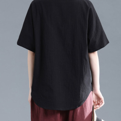 Áo sơ mi nữ form rộng kiểu tay lỡ cổ tròn NeSa Shop, chất liệu Lanh Cotton thấm hút mồ hôi, áo sơ mi nữ nhiều màu, SMT02