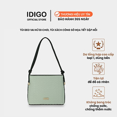 Túi xách nữ đeo vai đi chơi, túi công sở nữ phom đứng họa tiết dập nổi IDIGO FB2 - 2016