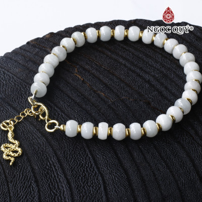 Vòng cẩm thạch phỉ thúy phối charm bạc mạ vàng mệnh hỏa, mộc - Ngọc Quý Gemstones