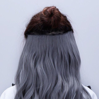 Tóc giả kẹp nữa đầu màu khói cao cấp