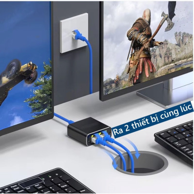 Bộ chia mạng LAN từ 1 cổng ra 2 thiết bị sử dụng cùng lúc tốc độ 1000Mbps, nguồn 5v - Hàng Nhập Khẩu