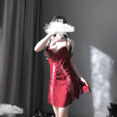 Váy ngủ nữ hai dây chéo lưng ren dọc trước sexy Q10 - Đầm ngủ nữ hai dây gợi cảm - Đồ ngủ nữ sexy quyến rũ