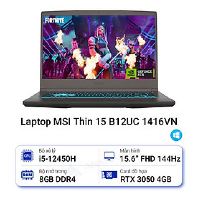 MSI Thin 15 B12UC-1416VN (Intel Core i5-12450H | RTX 3050 4GB | 15.6 inch FHD | 8GB | Win 11 | Xám) - HÀNG CHÍNH HÃNG