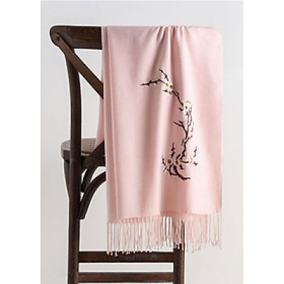 Khăn len Cashmere nữ thêu hoa