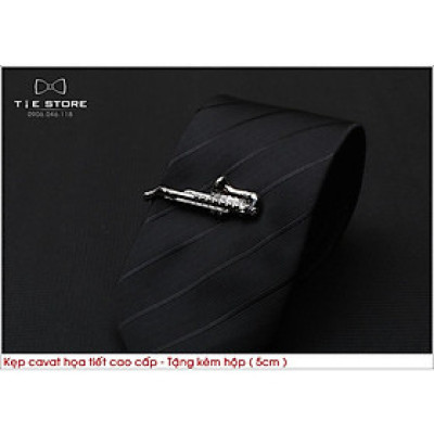 Kẹp cà vạt nam cao cấp ( 5cm), Kẹp Cavat hình chiếc kèn cao cấp - Tặng kèm hộp nhỏ