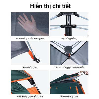 Lều cắm trại tự bung , lều du lịch dã ngoại dành cho 3-5 người hoặc 6-8 người, chống thấm nước