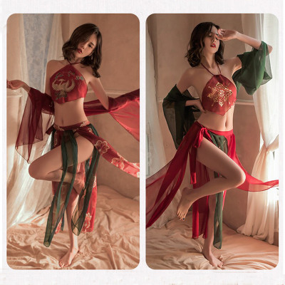 Váy ngủ hở lưng sexy phối quần váy xẻ tà kèm áo choàng sexy gợi cảm P67 - Đầm ngủ nữ quyến rũ - Đồ ngủ nữ sexy