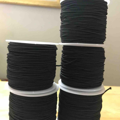 CUỘN DÂY THUN CO GIÃN TO DẦY 1MM ĐỂ XỎ VÒNG TAY BẰNG GỖ MÀU ĐEN