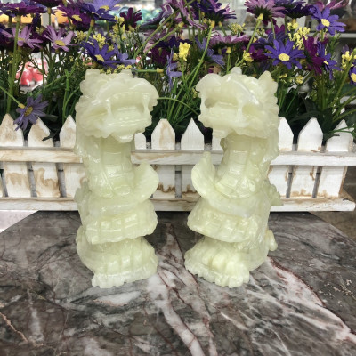 Cặp Cá chép hóa Rồng phong thủy đá ngọc onyx - Cao 15 cm