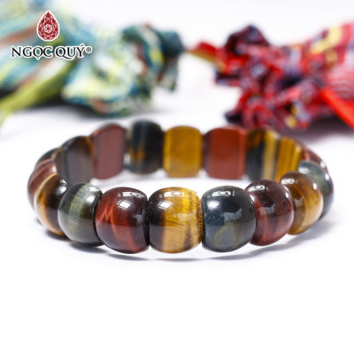 Vòng tay bản đá mắt hổ tam tài - Ngọc Quý Gemstones