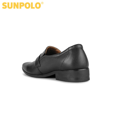 Giày tây nam da bò đế cao su SUNPOLO SKT116 phiên bản đen