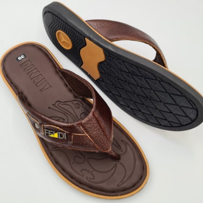 Dép xỏ ngón nam da bò thật 100% DONAVY cao cấp kiểu đính khuy cách điệu may full quai và đế rất chắc chắn bao đi nước DOKL