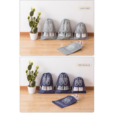 Túi Vải Đựng Giày Dép Dây Rút Chống Bẩn Du Lịch Size Lớn 44x32cm DANOMALL (Chọn Màu)