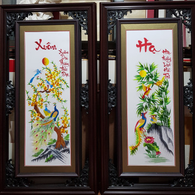 TRANH THÊU - TÙNG CÚC TRÚC MAI ( BỐN MÙA BÌNH AN)