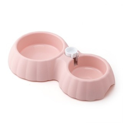 Bát Ăn Đôi Tự Động Hình Quả Bí Có Nút Vặn Bình Nước Cho Chó Mèo - Không Kèm Bình