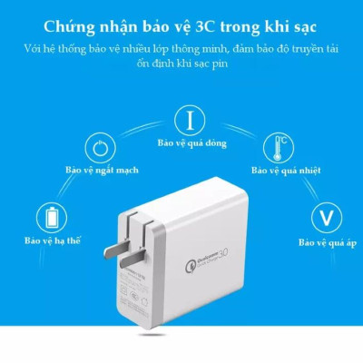 Ugreen UG40715CD161TK 36W màu Trắng Củ sạc nhanh 2 cổng USB chuẩn QC 3.0 - HÀNG CHÍNH HÃNG