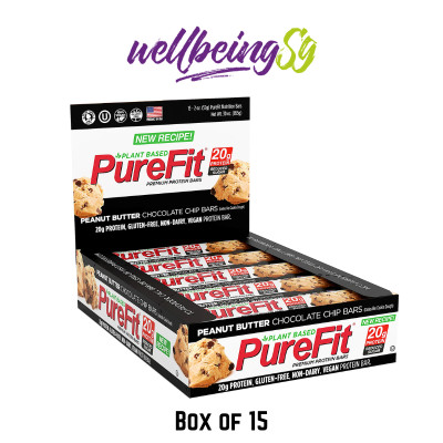 Thanh Bánh PureFit Chocolate Chip Peanut Butter Protein Bổ Sung Năng Lượng, Hỗ Trợ Tăng Cơ, Phục Hồi Sau Tập Luyện - Vị Bơ Đậu Phộng Kết Hợp Với Socola  - Hộp 15 Thanh