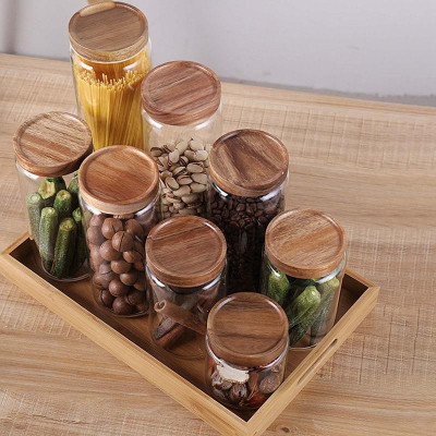 Lọ thủy tinh nắp gỗ Acacia Cao Cấp 4 cỡ
