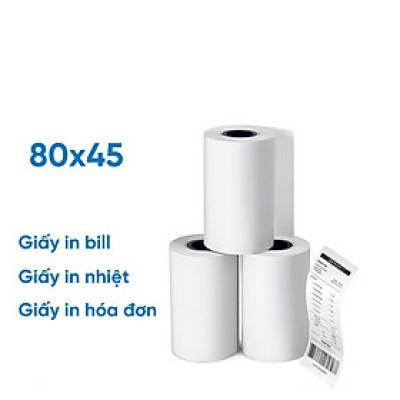 Combo 10 cuộn giấy in nhiệt Oji K580x45 (80mm x 45mm) Chuyên dùng in bill, in hóa đơn bán hàng shop online, cửa hàng, quán Cafe,...Hàng chính hãng