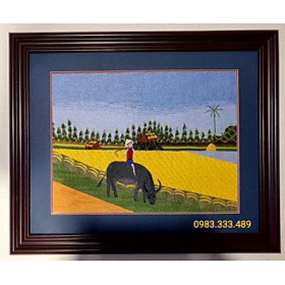 TRANH THÊU TAY - PHONG CẢNH ĐỒNG QUÊ THANH BÌNH