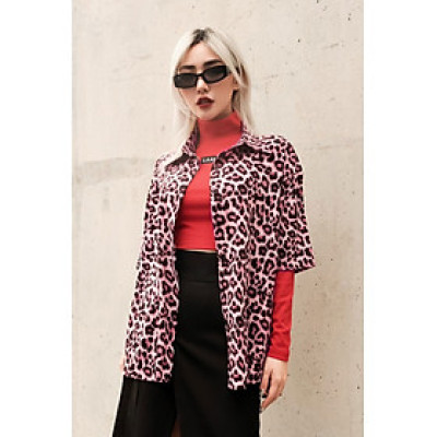 Áo somi tay ngắn beo hồng