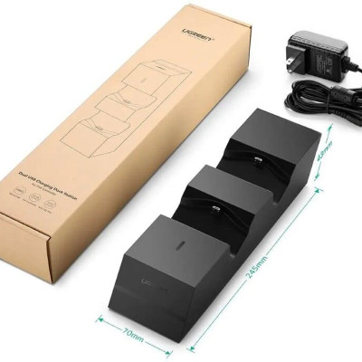 Ugreen UG40547ED001TK sạc đôi tay cầm PS4 không dây màu đen Play station 4 - HÀNG CHÍNH HÃNG