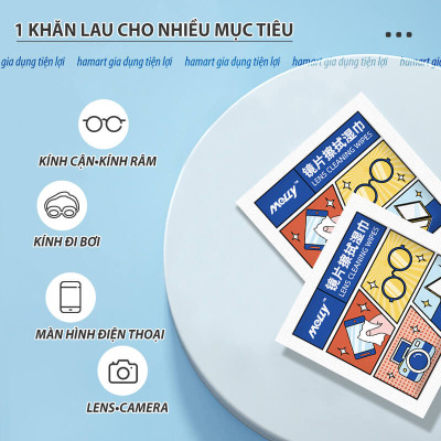 100 Miếng Giấy Lau Kính Cận Dùng 1 Lần Melly Khăn Lau Kính Mắt Khử Khuẩn Đa Năng Chống Hơi Nước