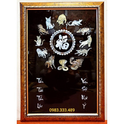 ĐỐC LỊCH SƠN MÀI KHẢM ỐC - CHỮ PHÚC ( 12 CON GIÁP )