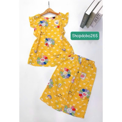 Đồ bộ nữ,đồ ngủ mặc nhà lửng tay cánh tiên vải lanh mềm,mát BL 169 hoạ tiết dễ thương size 45-70kg.