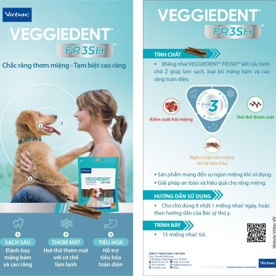 Thanh nhai Veggiedent sạch răng, thơm miệng, giảm cao răng cho chó (Virbac)