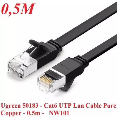 Ugreen UG50183NW101TK 0.5M màu Đen Cáp mạng LAN CAT 6 UTP dây dẹp - HÀNG CHÍNH HÃNG