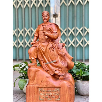 Tượng điêu khắc trần quốc tuấn ,trần hưng đạo vương gỗ hương đá kt cao 70×33×20cm