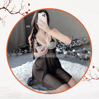 Váy ngủ xuyên thấu phối ren ngực sexy gợi cảm P35 - Đầm ngủ nữ quyến rũ - Đồ ngủ nữ