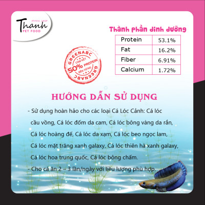 Thức ăn Cá Lóc Cảnh Bổ Sung của hiệu GREENABC - Phát triển khung xương, màu sắc, tăng độ sung - Hộp 65g