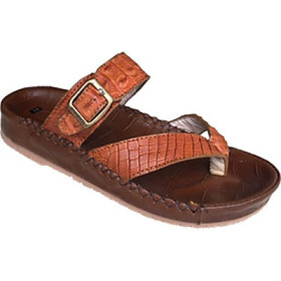 Dép nam xỏ ngón da cá sấu thật  quai ngang xỏ ngón vàng TRƯỜNG HẢI  phong cách thời trang may viền chắc chắn đế kếp mềm không trơnDN0780 