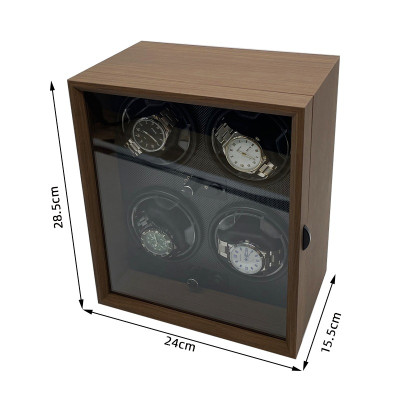 Hộp Xoay Đồng Hồ Cơ 4 Ngăn SAIKE SAIKE S4001 Vỏ Gỗ - Có Đèn LED - SANG TRỌNG
