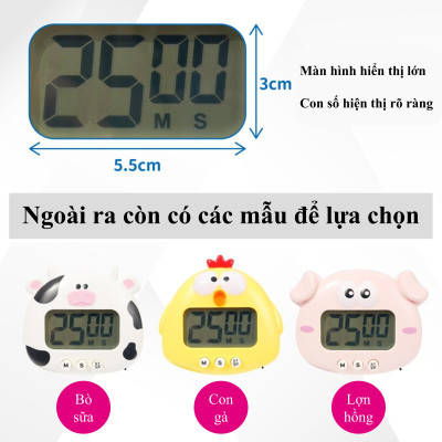 Đồng hồ đếm ngược, đồng hồ để bàn, hoạ tiết hình động  - Đếm giờ chuẩn xác - Mẫu classic