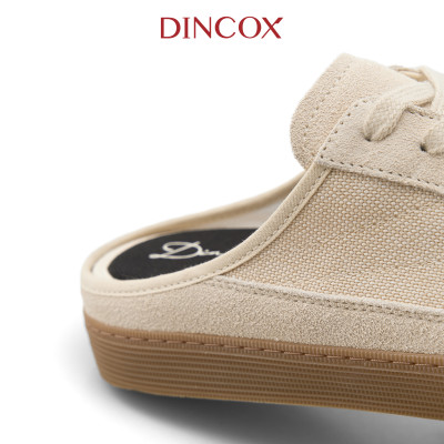 Giày Sục Đạp Gót Mules Vải Sneaker Unisex Nam Nữ DINCOX DC37 Lazy Mule Beige