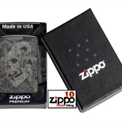 Bật lửa Zippo 46425 Mushroom Skulls Design - Chính hãng 100%