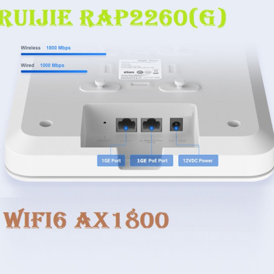 Bộ phát WiFi 6 Ruijie RG-RAP2260(G) Chuẩn AX tốc độ 3200Mbps - Hàng Chính Hãng