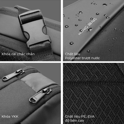 Túi Đeo Chéo KINGBAG BAMBOO vải trượt nước, nhiều ngăn tiện dụng - Hàng Chính Hãng