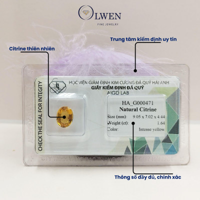 Viên đá thạch anh vàng ( citrine ) thiên nhiên  HA_G000471