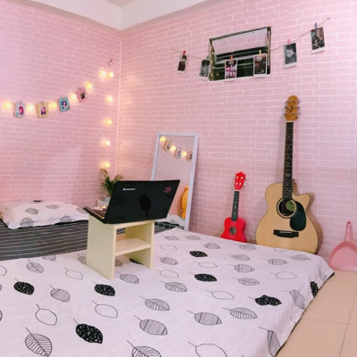 Combo 10m giấy dán tường giả gạch hồng có keo sẵn