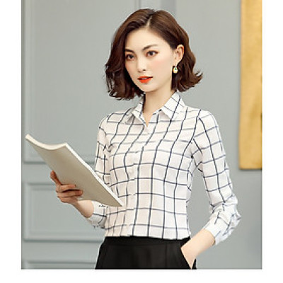 Sơ mi nữ công sở phối caro 150