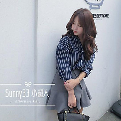 Áo Sơ Mi Nữ Tay Dài Sọc Cách Tân