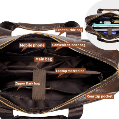 Túi xách nam 100% da bò thật cao cấp phong cách mới 15.6inh