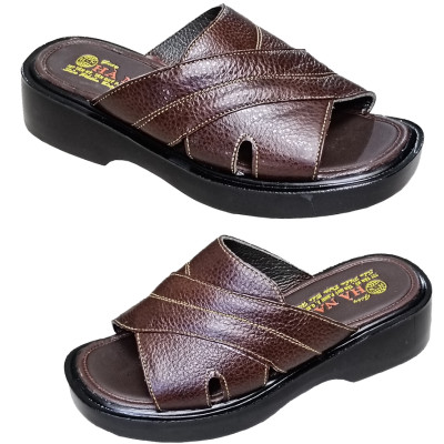 Dép Nam Quai Ngang Da Bò Thật HÀ NAM Đế Cao Dành Cho Người Thấp DN2042